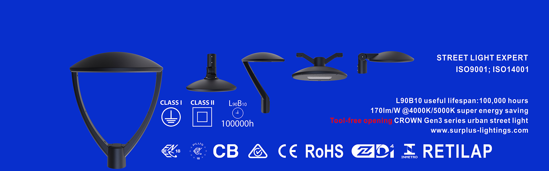 chất lượng Eagle Gen4 195lm/W ENEC ENEC+ CB SAA Zhaga-D4i Đèn đường phố Nhà máy